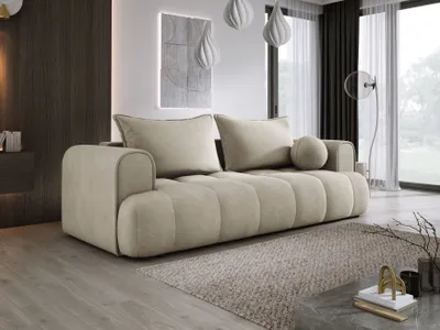 Produktbild von DomoHome Sofa COCO Schlafsofa Mit Bettfunktion, CLOUD Stoffbezug, 2-Sitzer, Freistehend, Größe: 250x105x90cm Farbe: Beige