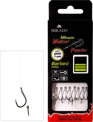 Produktbild von 8 x MIKADO METHOD FEEDER BARBLESS Haken Rig `s mit Spike Nadel Schonhaken #6 / 0,25mm