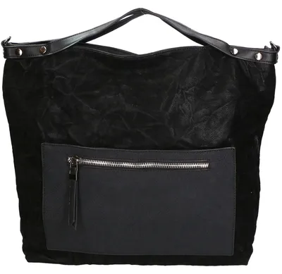 Immagine prodotto di Borsa da donna in ecopelle nera, con cerniera centrale e due manici