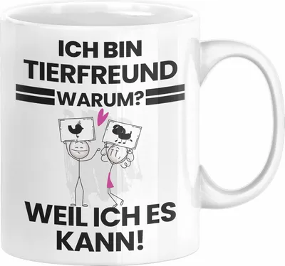 Produktbild von Tierfreund Geschenk Tasse Lustiger Spruch Ich Bin Tierfreund Warum Weil Ich Es Kann Geschenkidee Bester Tierfreund Geburtstag Kaffee-Becher (Weiß)
