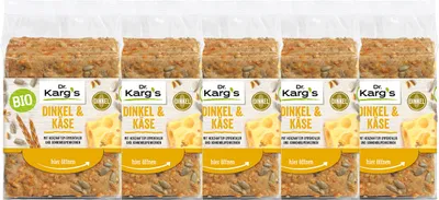 Produktbild Kargs Bio Knäckebrot Dinkel und Käse würzig vegetarisch 200g 5er Pack