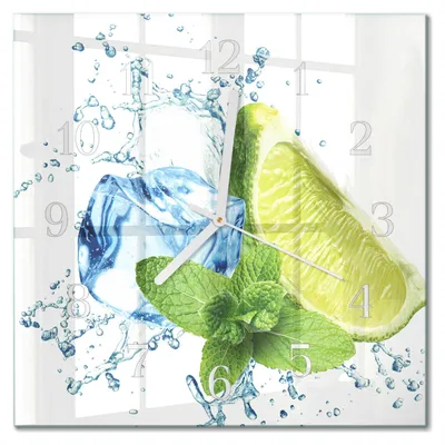 Produktbild von Tulup Glasuhr Wanduhr Küchenuhr Echt-Glas 30x30 cm Modern Dekorativ Geräuschlos Weiße Zeiger - Limette und Minze