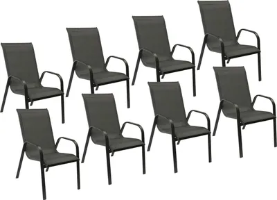 Produktbild von 8erSet Stühle MARBELLA aus grauem Textilene - anthrazitgraues Aluminium