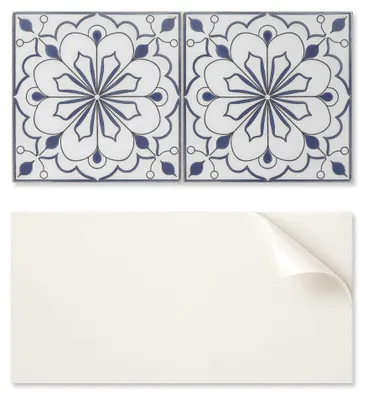 Produktbild von Selbstklebende Platte mit Grafik für Esszimmer, PVC, 100 x 50 cm, florales Keramikmuster