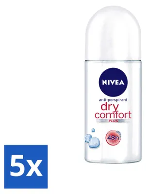 Produktbild von 5 x NIVEA Dry Comfort Deo Roller - Ohne Alkohol - 50 ml - Vorteilspackung - 5 Stücke