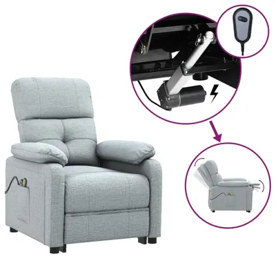 Image de vidaXL Fauteuil de massage électrique Tissu gris clair