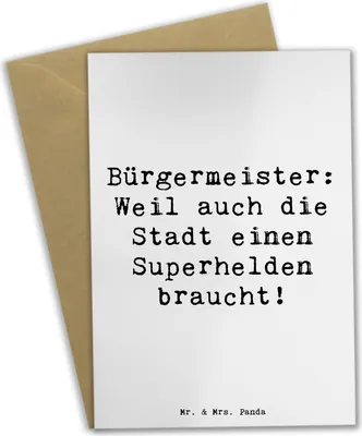 Produktbild von Mr. & Mrs. Panda firmungskarte Spruch Bürgermeister Superheld - Weiß - Geschenk, Bürgermeisteramt, Beruf, Klappkarte, osterkarten, einladungskarten, weihnachtskarten