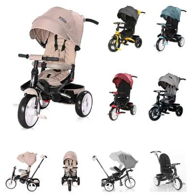 Produktbild von Lorelli Tricycle Jaguar 4 in 1 Schiebestange Sitz drehbar, verstellbar, Faltdach hellbraun