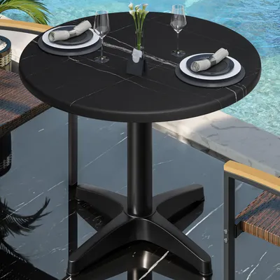 Produktbild von WBC | Bistro Außen Tisch | Ø:H 70 x 80,5 cm | Schwarz Marmor / Schwarz | Rund | Bistrotisch Gastro Tisch