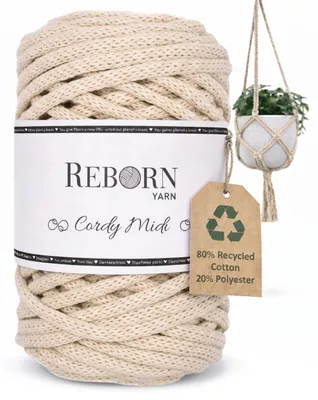 Produktbild von Makramee Garn 4mm Cordy Midi, 250g Baumwollkordel, weich & reißfest 24 Soft Ivory