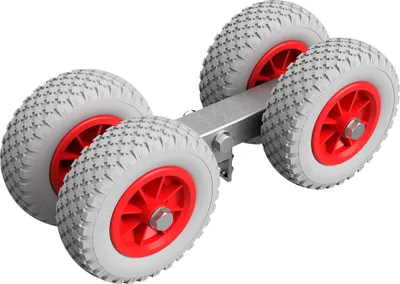 Obrázek produktu pro 4-násobný Spuštění vozíku válečky lodní přívěs pneumatikyPolyuretanSUPROD RKSPUR-4-PU, Ø 200 mm, šedá/červená