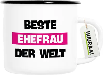Produktbild von Huuraa Emaille Tasse Beste Ehefrau der Welt 300ml Vintage Campingbecher Geschenkidee