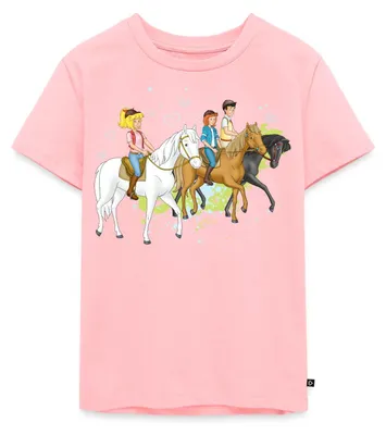Produktbild von Spreadshirt Bibi Und Tina Ausritt Mit Alexander Falkenstein Kinder Premium T-Shirt, 122/128 (6 Jahre), Rosa