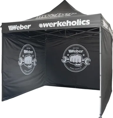 Produktbild von Weber #Werkeholics Easy-Up Zelt 3×3 m – inkl. 3 Einzel-Seitenplanen – wetterfest & schnell aufgebaut