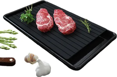 Produktbild von INF Schnelles Auftauen L-Form 35x19,9x1,3cm mit PP-Auffangschale - Fleisch Auftauen