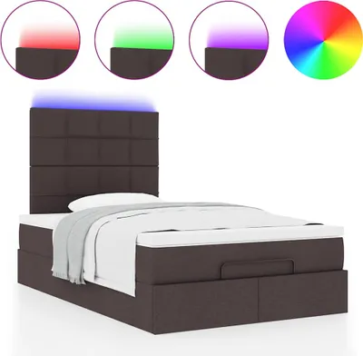 Produktbild von Ottoman-Bett mit Matratze & LEDs Dunkelbraun 120x200 cm Stoff