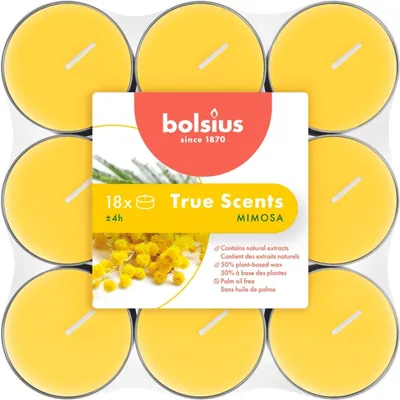 Produktbild von Bolsius Duft-Teelichte Alu 4 Stunden 18er Pack True Scents Mimose
