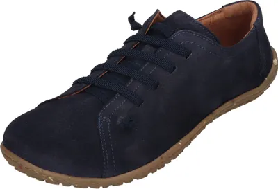 A single navy blue sneaker is shown against a white background.