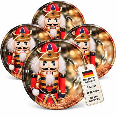 Produktbild von 4 Keksteller Weihnachtsteller Plätzchenteller Metall Servierteller Weihnachten