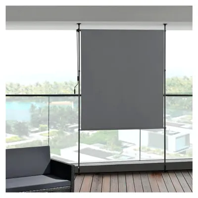 Produktbild von Außenrollo Cimarra 200 x 270 cm Balkonrollo Senkrechtmarkise mit Handkurbel Sichtschutz witterungsbeständig Stahlgestell Dunkelgrau