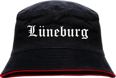 Produktbild von Lüneburg Anglerhut - Altdeutsche Schrift - Schwarz-Roter Fischerhut S/M SchwarzRot