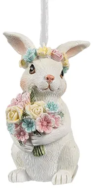 Image de Clayre & Eef Pendentif de Pâques Lapin 8 cm Blanc Plastique