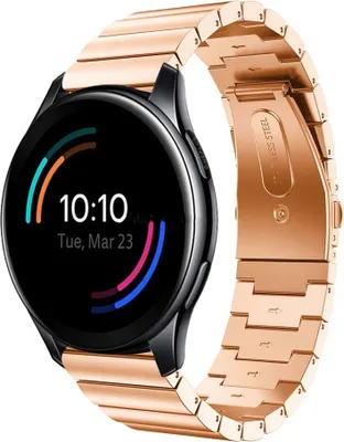 Produktbild von Strap it - Metallarmband - Kompatibel mit OnePlus Watch Armband - Gliederarmband - Faltschließe - Ersatzarmband Hochwertiger Edelstahl - für Armband Rosa Gold