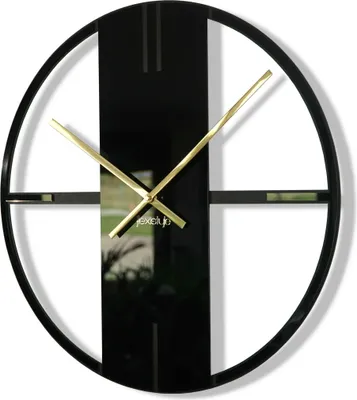 Immagine prodotto di Orologio da parete in metallo nero Unico per soggiorno, camera da letto, ufficio, diametro 50 cm, design moderno