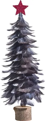 Produktbild von Deko Federbäumchen, schöne Alternative zum Weihnachtsbaum oder Glitzerbaum für den Tisch, Schrank und Fensterbank (grau)