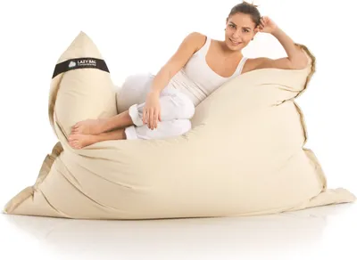 Produktbild von Lazy Bag Sitzsack XXL in Beige – Riesensitzsack 180x140 cm für Indoor & Outdoor, 100% Nylon, abnehmbarer & waschbarer Bezug, Bodenkissen