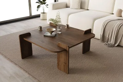 Obrázok produktu pre Skye Decor, kvalitný konferenčný stolík, orech, 90 x 35 x 90 cm | 100 % melamínom potiahnutá drevotriesková doska | Moderný dizajn, ideálny do obývacej izby a moderných interiérov, rozložiteľný.