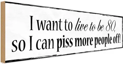Produktbild von vianmo Holzschild 10x27 cm i want Spruch Zitat to live be 80 so can