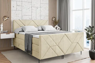 Produktbild von ALTDECOR Boxspringbett mit Schwarz Füßen, Matratze und Lattenrost, Topper, Fußteil, Polsterbett mit Bettkasten, Bett mit Stauraum H3- und H4- Matratze -BARWA-FC-Z KING-160x200 - Beige Casablanca