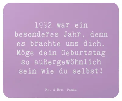 Produktbild von Mr. & Mrs. Panda Mouse Pad Spruch 1992 Geburtstag - Lavendeltraum - Geschenk, Geburtstagsgeschenk, geschätzt werden, Jahrgang, Alter, Happy Birthday, pc mauspad, Mousepad