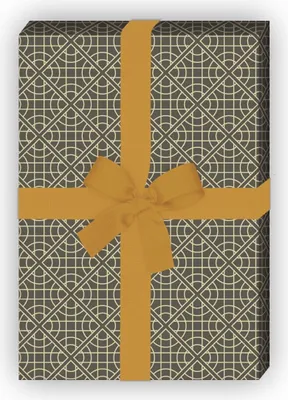 Produktbild von Vintage Kreis Geschenkpapier im geometrischen Retro Design, grau braun - G8329, 32 x 48cm