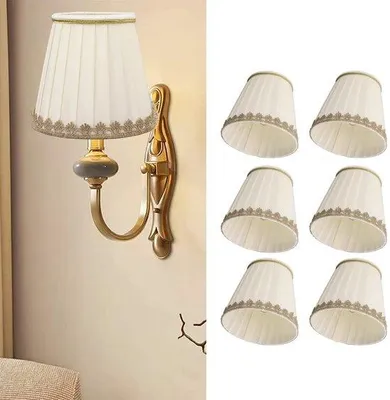 Image de Lot de 6 abat-jours en tissu, pour lampes de table et appliques murales.