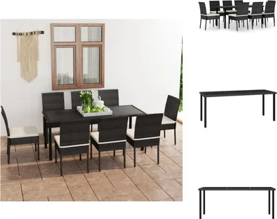 Produktbild von vidaXL 9-tlg. Garten-Essgruppe Poly Rattan Schwarz -  Gartenmöbel-Sets