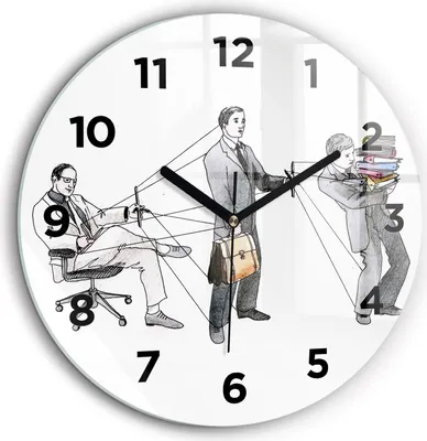 Produktbild von Wallfluent Große Wanduhr – Stilles Quarzuhrwerk - Uhr Dekoration Wohnzimmer Schlafzimmer Küche - Zifferblatt - schwarze Zeiger - 60 cm - Marionettenspieler