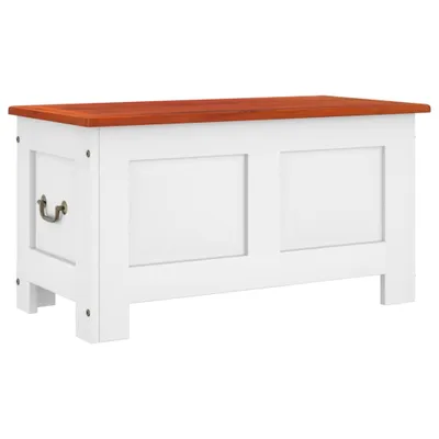 Image de Coffre de rangement et couvercle marron et blanc bois d'acacia