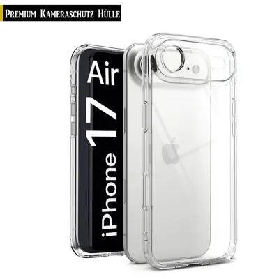 A clear protective phone case is shown next to a phone.