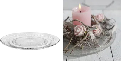 Produktbild von Servierplatte aus Glas, mit Relief Muster, in 4 Größen wählbar | Tortenplatte | Kuchenplatte | Kerzenteller | Gesteckteller | Tortenständer | Glas Servierplatte für Kuchen & Torten | Kuchenplatte zum Dekorieren, Größe:Ø29
