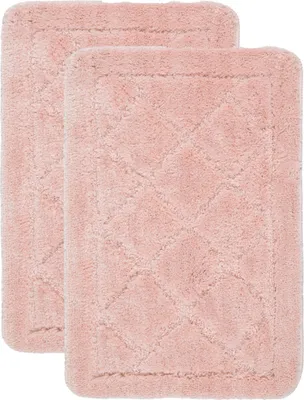 Produktbild von Badematten Set - 2-Teilig - 40x60 cm - Rosa - Weiche Badvorleger - Rutschfest - Waschbar - Saugfähige Badematten