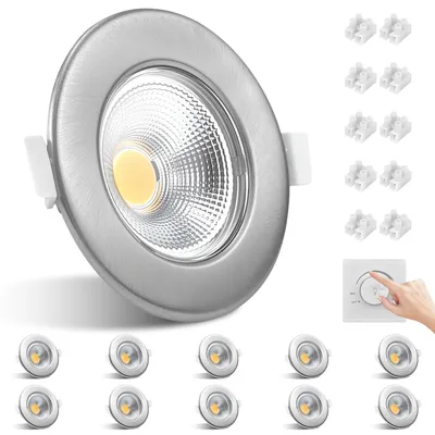 10 LED-Einbauspots, 230 V, dimmbar, 10 W, 850 lm, warmweiß, flach