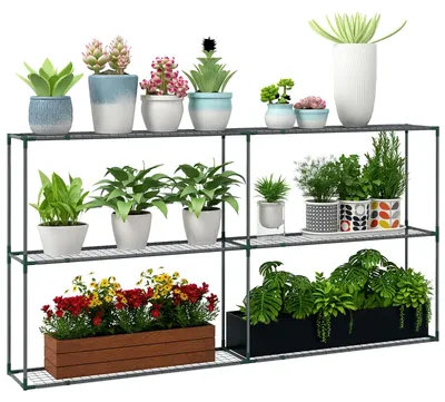 Produktbild von Outsunny Pflanzenregal, Blumenregal Pflanzentreppe mit 3 Stufen, für Garten