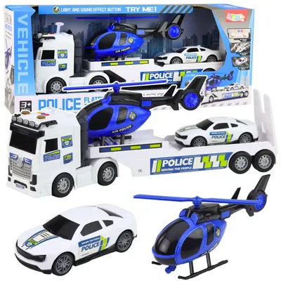 Image de Camion de police, dépanneuse, voiture, hélicoptère, effets sonores et lumineux