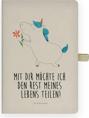 Produktbild von Mr. & Mrs. Panda Kladde Einhorn Blume - Transparent - Geschenk, Unicorn, Skizzenbuch, notizbuch, Tagebuch, Freund, Adressbuch, Einhörner, Freundin, Liebe, Ehe, Journal