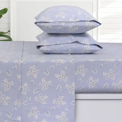 Productafbeelding van 100% katoenen Duitse flanellen lakenset - 200 g/m², diepe zak, ultrazacht en gezellig, king, giovanna bloemen
