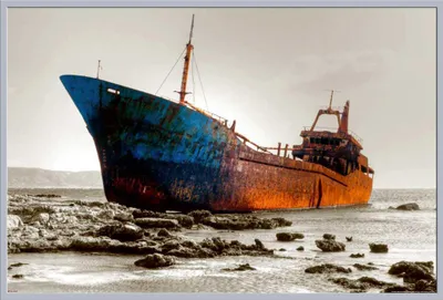 Image de Colourlight - Affiche - Shipwreck + cadre à insert, Shinsuke® Maxi en plastique argenté, vitre en acrylique