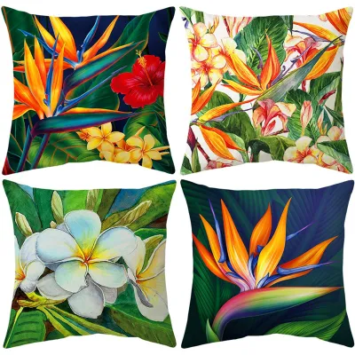 Zdjęcie produktu dla Zestaw 4 poszewek na poduszki, 45x45 cm - wzór kwiatowy, aksamit