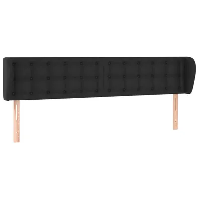 Image de vidaXL Tête de lit avec oreilles Noir 183x23x78/88 cm Similicuir